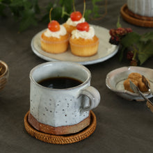 画像をギャラリービューアに読み込む, 萩面取珈琲碗(皿付)<波多野英生> hagi mentori-kohiwan <Hideo Hadano>