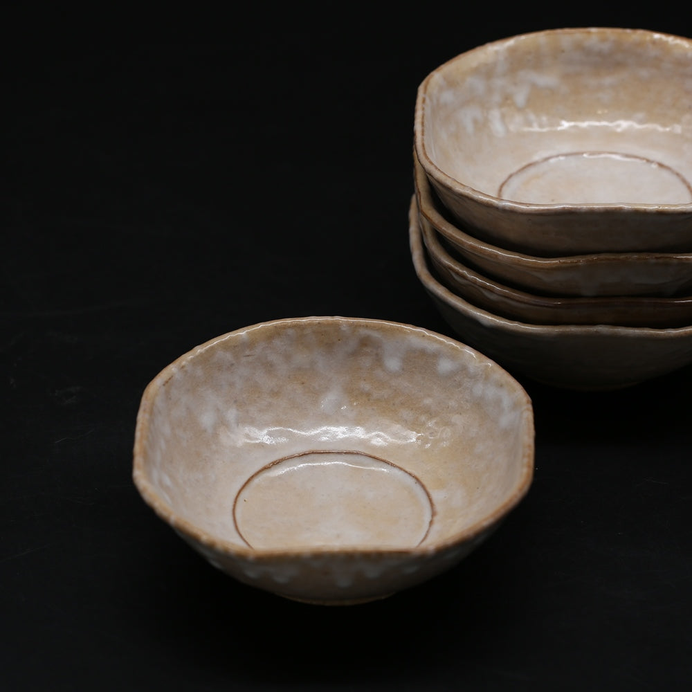 Hagi flat bowl (5 pieces) <Kiln craftsman><br> hagi-hirabachi-5mai＜syokunin＞