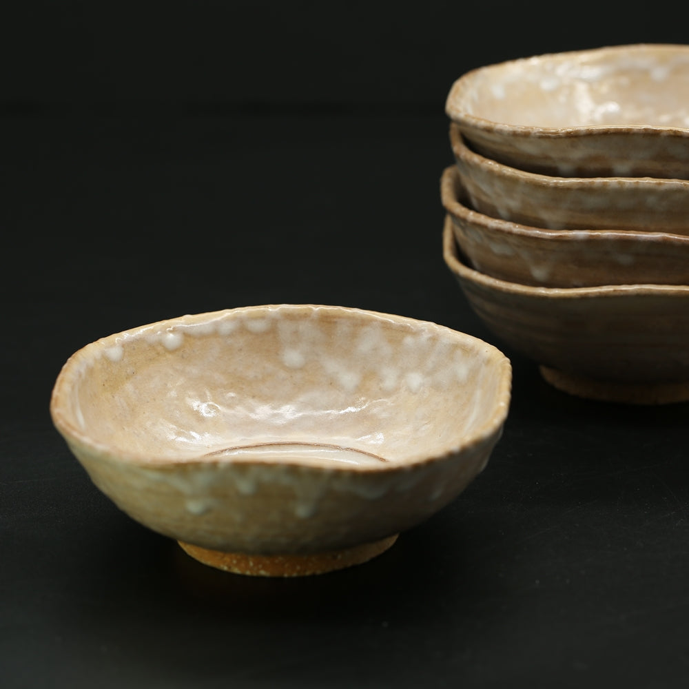 Hagi flat bowl (5 pieces) <Kiln craftsman><br> hagi-hirabachi-5mai＜syokunin＞