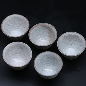 Assortment of Hagi kiln variations (5 customers) &lt;Zenzo Hatano&gt;<br> hagiyouhen-kumidashizoroi<br> ＜Zenzou Hadano＞