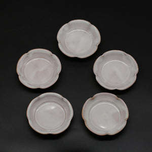 Hagiwa flower plate (small), set of 5 white bush clover &lt;kiln craftsman&gt;<br> hagi-rinkazarasyou-shirahagi-5maigumi＜syokunin＞