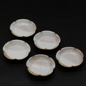 Hagiwa Flower Plate (Large), Set of 5 Kakebun &lt;Kiln Craftsman&gt;<br> hagi-rinkazaradai-kakewake-5maigumi＜syokunin＞