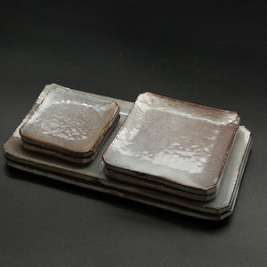 Hagi Square Plate / Yamahen (set of 6) &lt;Kiln Craftsman&gt;<br> hagi yohou-zara youhen＜syokunin＞