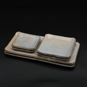 Hagi square dish, gray (set of 6) &lt;kiln craftsman&gt;<br> hagi yohou-zara gray＜syokunin＞
