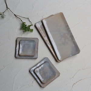 Hagi square dish, gray (set of 6) &lt;kiln craftsman&gt;<br> hagi yohou-zara gray＜syokunin＞